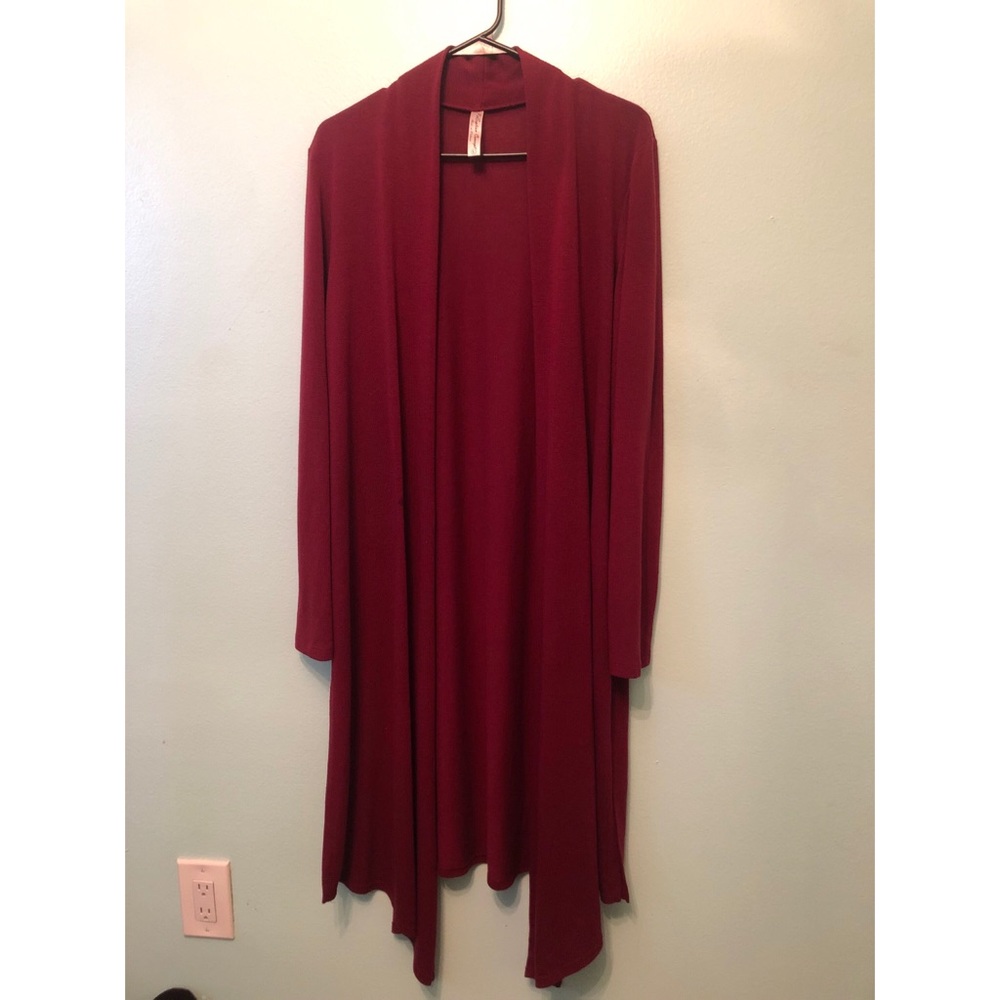 Long Slit Maroon Cardigan